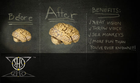 Before and after comparison of the human brain