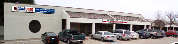 Two rear-lit outdoor signs on a building designed by Steve Hall Creative